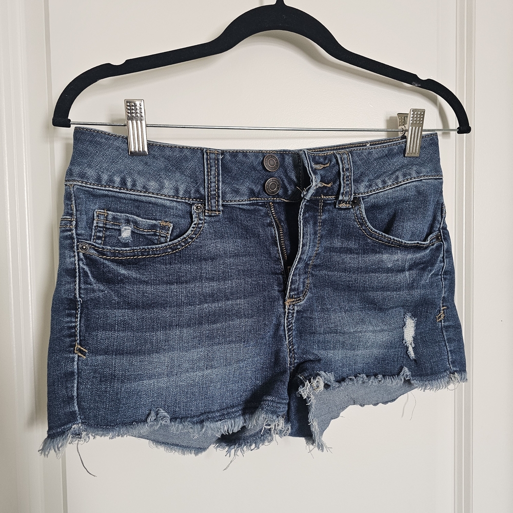 Mudd Flx Stretch Distressed Blue Jean Shorts Sz 7